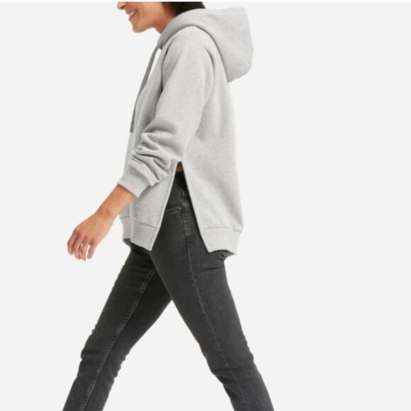 Everlane Heather Gray Hoodie Sweater Side Slit Size S - Picture 4 of 13